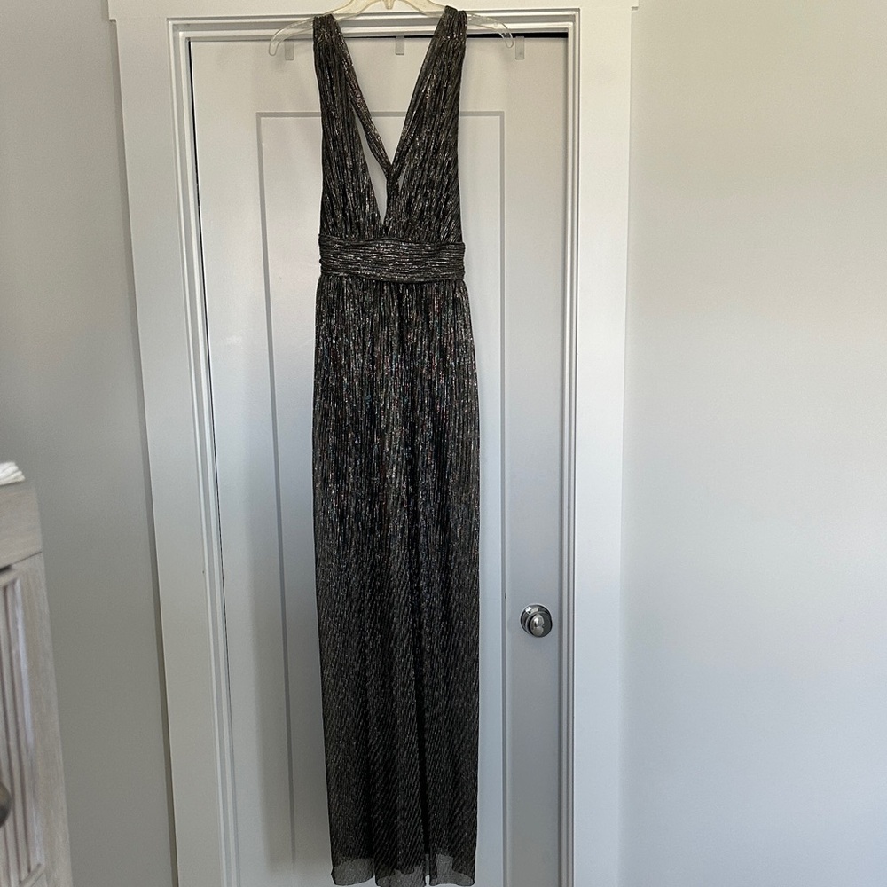 Elegant Black Silver and Gold Evening Gown